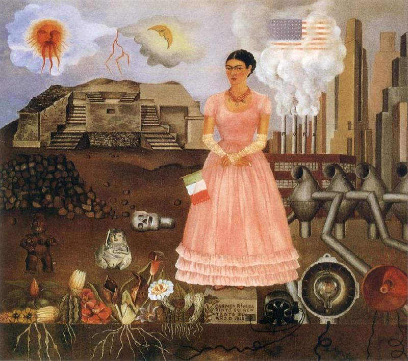 Frida Kahlo The self-portrait of artist and monkey China oil painting art